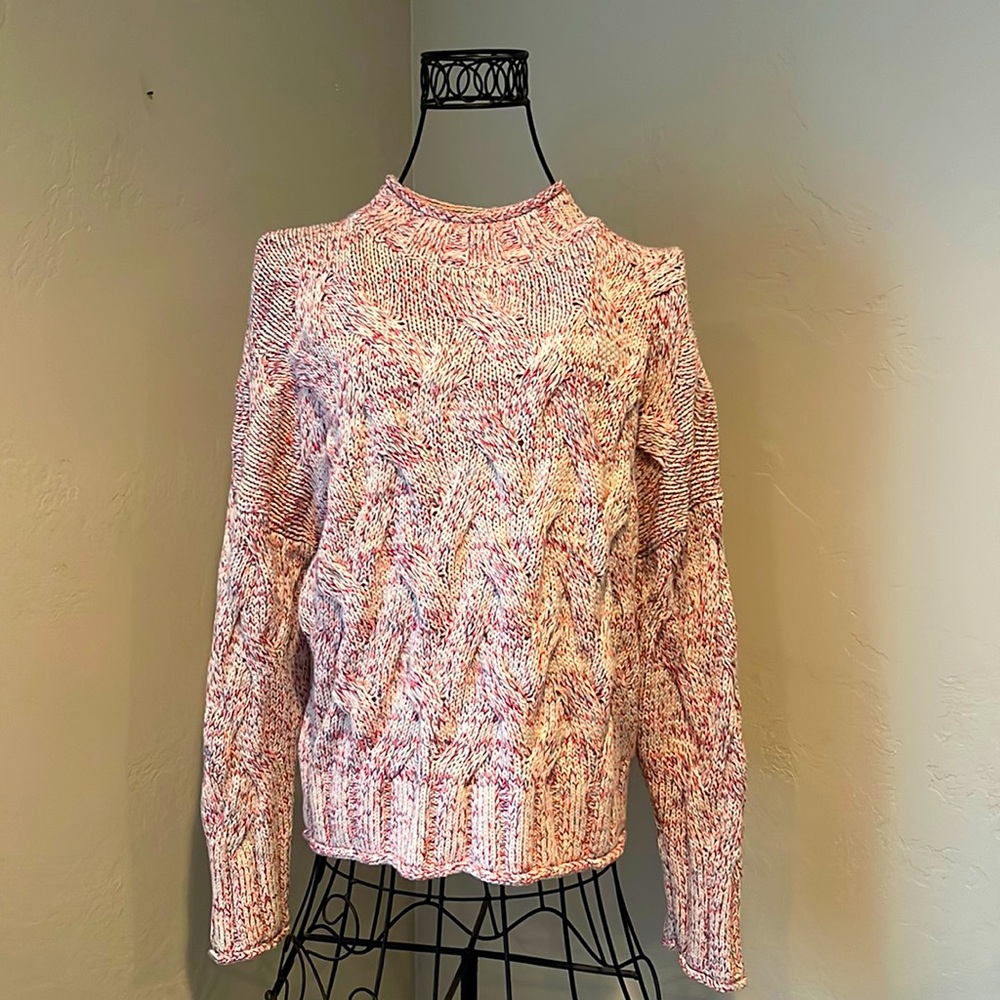 Faherty Jen Sweater Large (Fits Perfect for Medium) Multi Pink Confetti